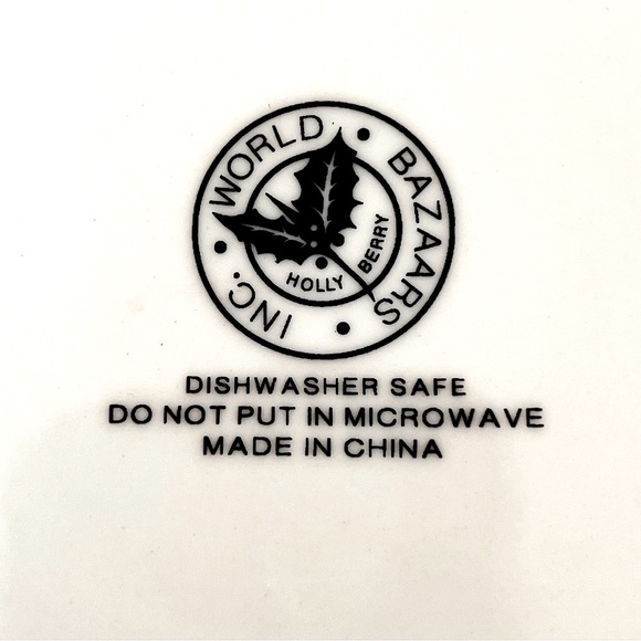 Vintage WORLD BAZAARS Holly Berry Salad Plates Ivory Winter White Set of Three - Picture 4 of 14